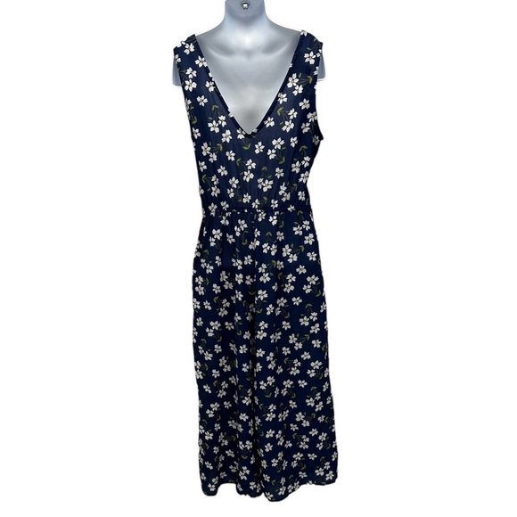 BCX Girls Sleeveless Floral Print Tank Jumpsuit - Blue White - size 10 - Picture 2 of 9